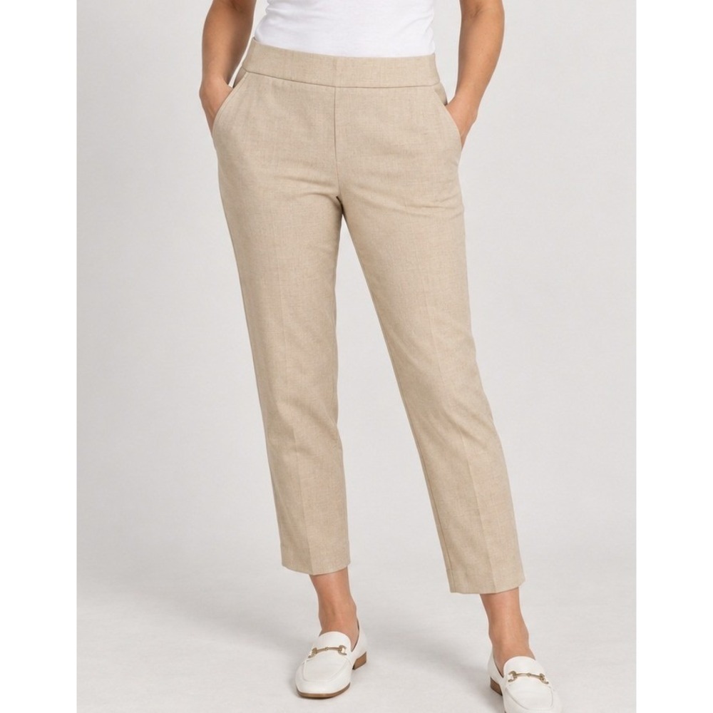Hilary Radley Light Sand Slim Leg Pull On Ankle Pants Stretch Size L NWT